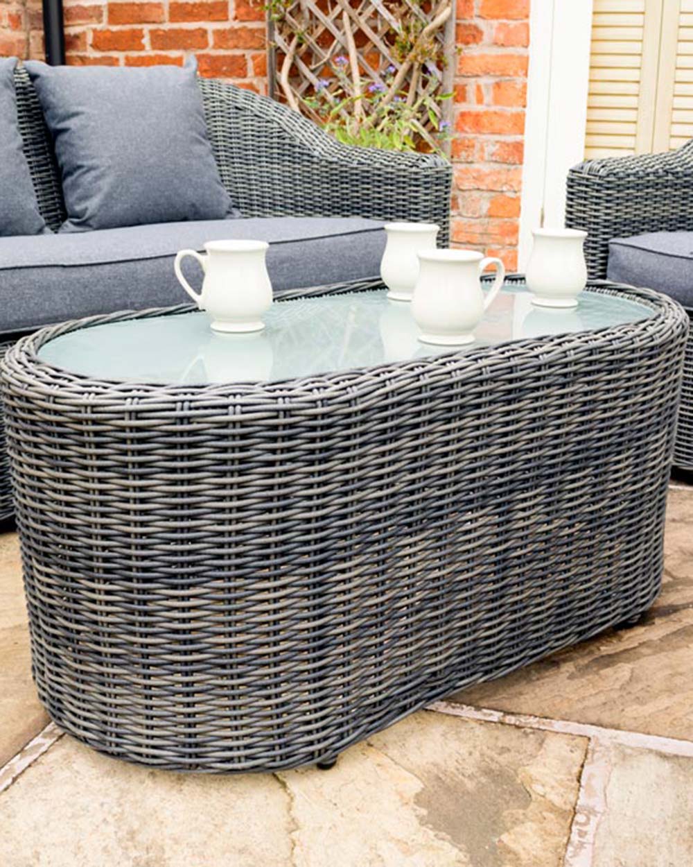 Garden Rattan Furniture Sofa Set Bunbury Grey Rowlinson - Image 2