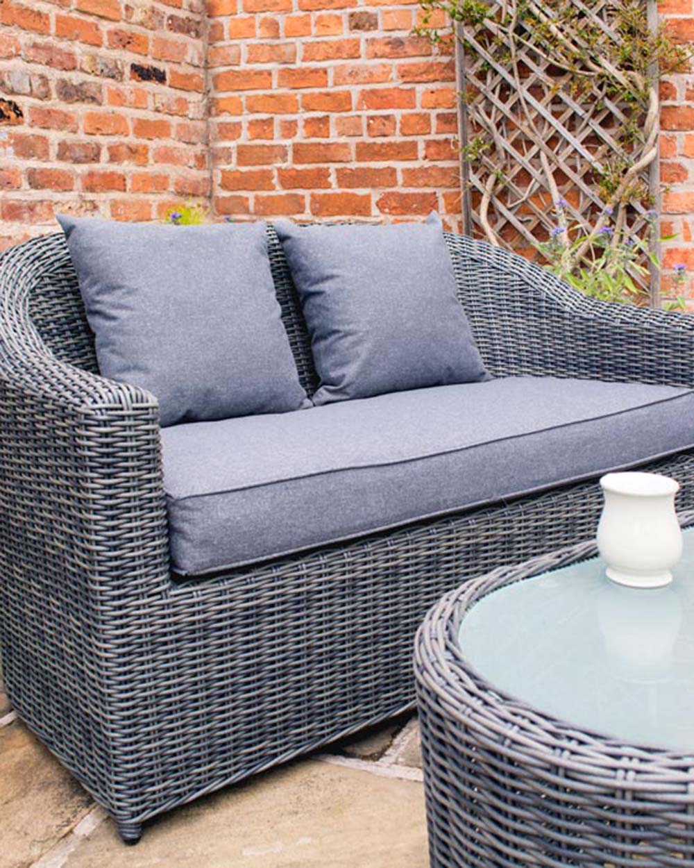 Garden Rattan Furniture Sofa Set Bunbury Grey Rowlinson - Image 3