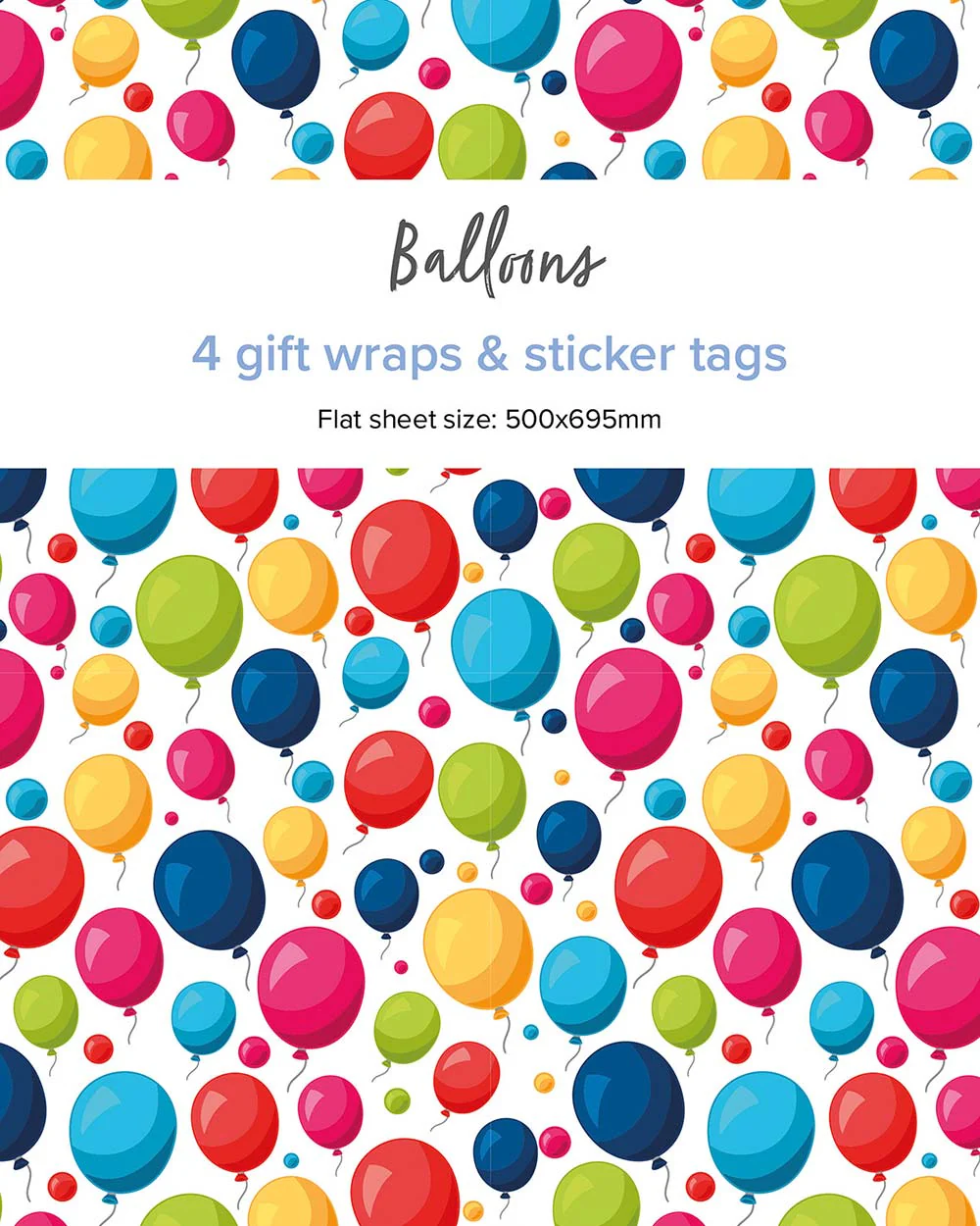Gift Wrapping Paper Set Balloon Print