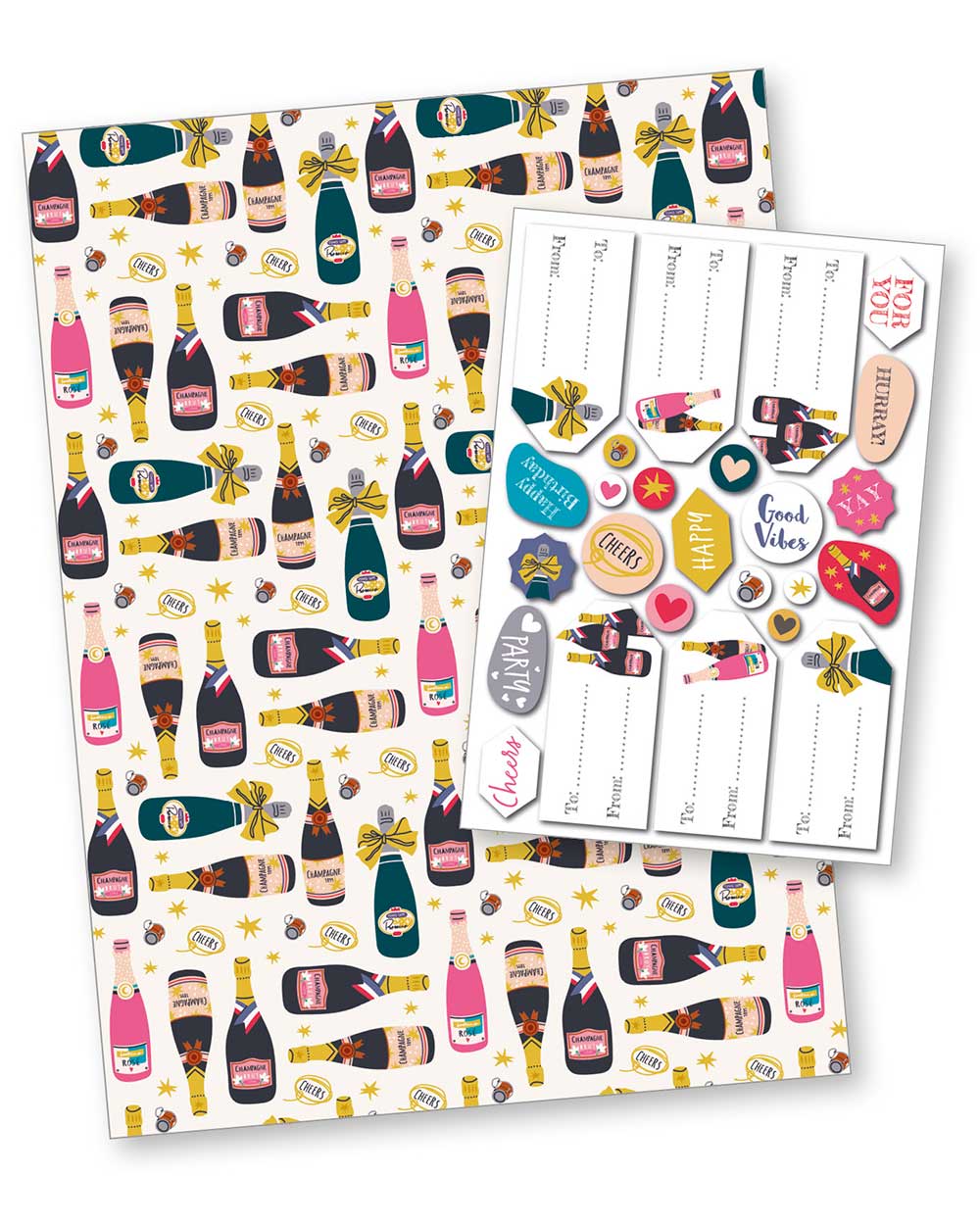 Gift Wrapping Paper Set Bubbly Celebrate - Image 2