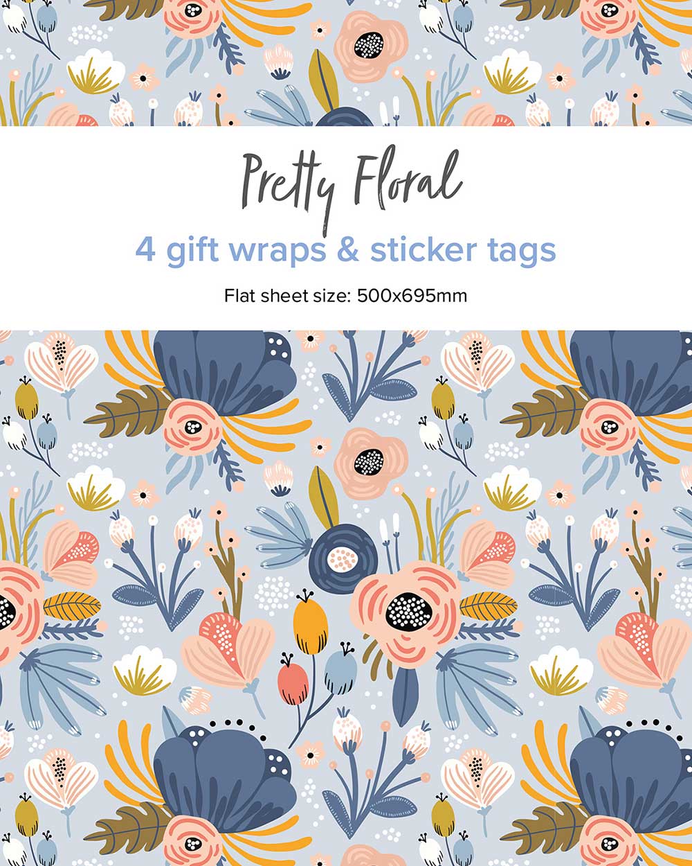 Gift Wrapping Paper Set Pretty Floral