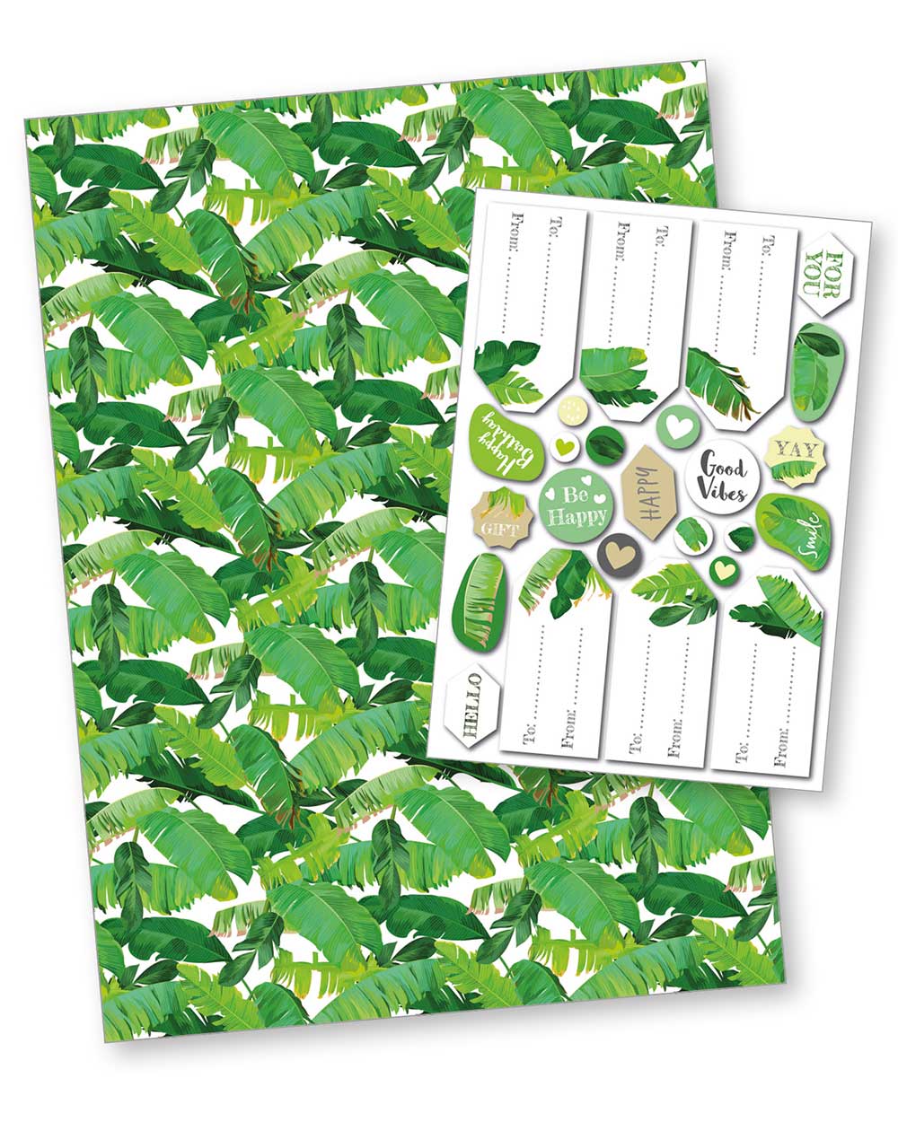 Gift Wrapping Paper Set Tropical Leaf - Image 2