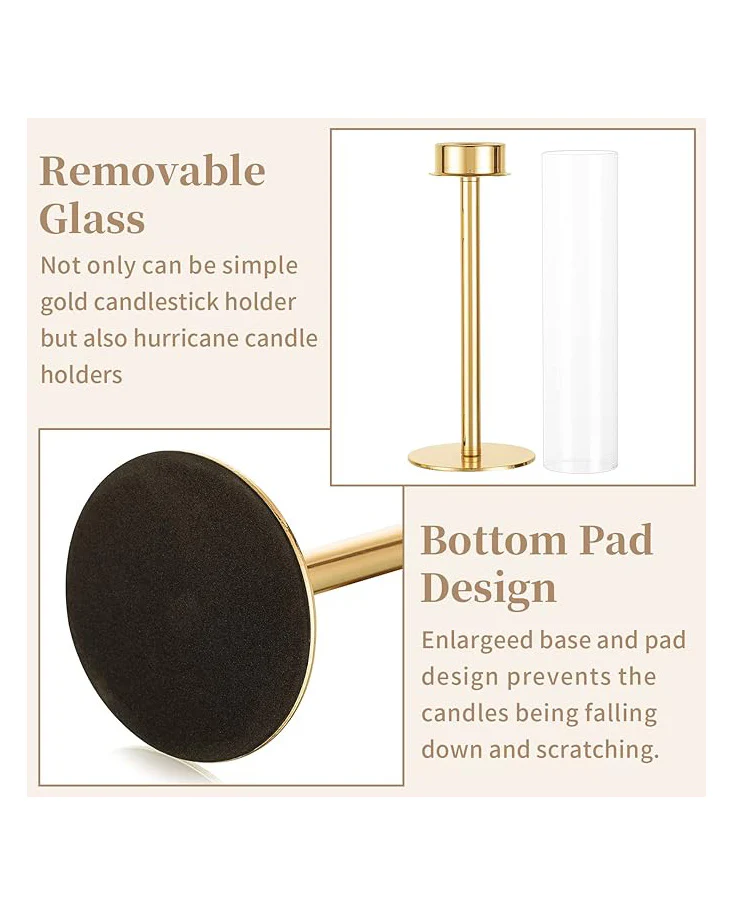Gold Glass Candlestick Holders 3pcs 48/42/36cm - Image 5