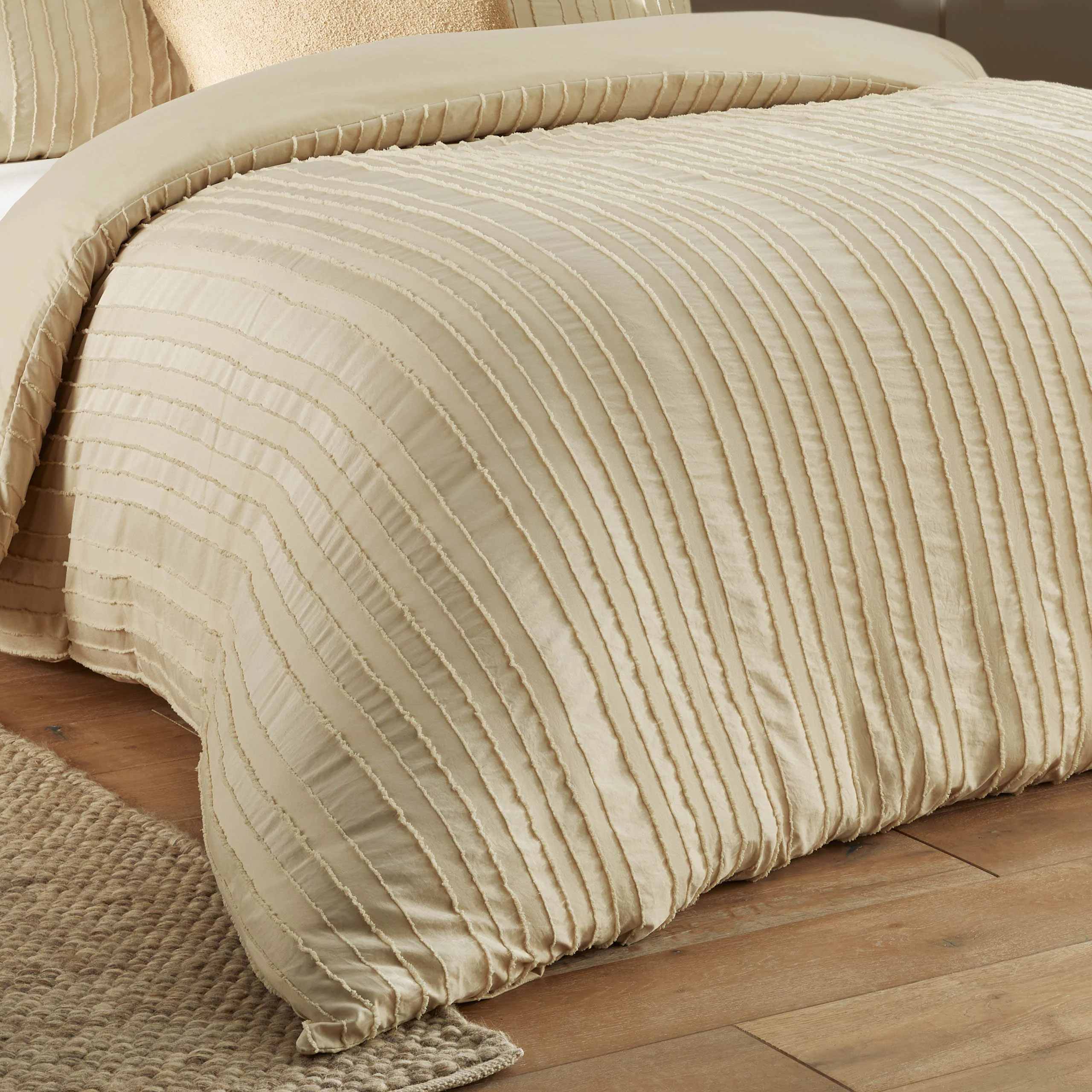 Harrison Stripe Duvet Set Natural Beige Single Double King - Image 3