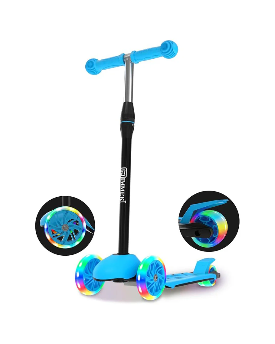 IMMEK Kids Scooter LED Light-Up Wheels Adjustable Blue