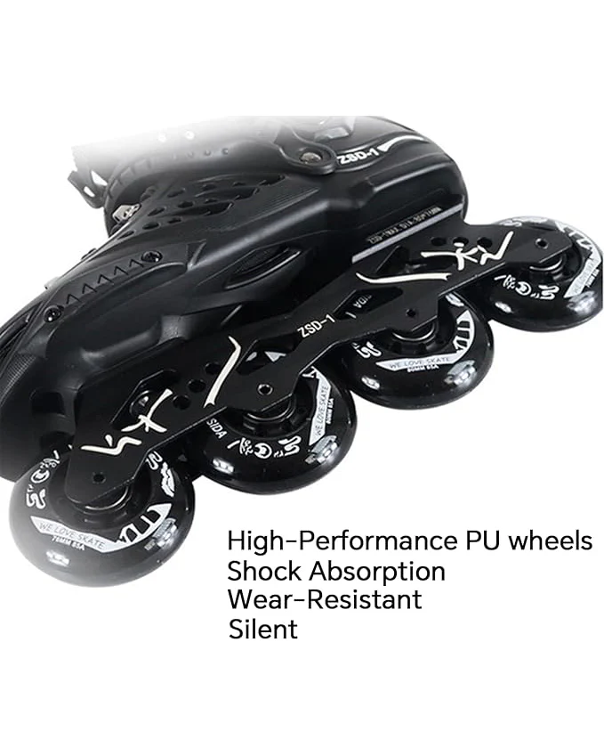 Inline Skates Professional Roller Skates UK Size 6 Black - Image 3