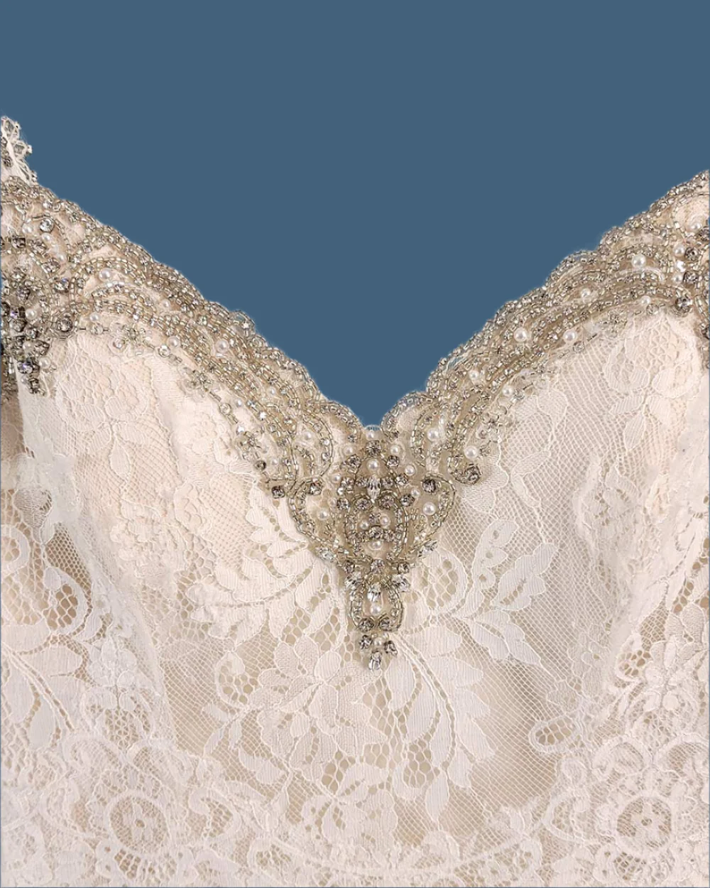 Jasmine Collection Champagne Fitted Strap Wedding Dress Size 8 - Image 6