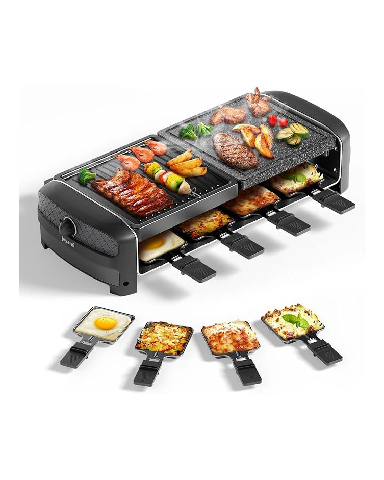 JOYAMI Raclette Electric Table Grill Natural Stone Plate