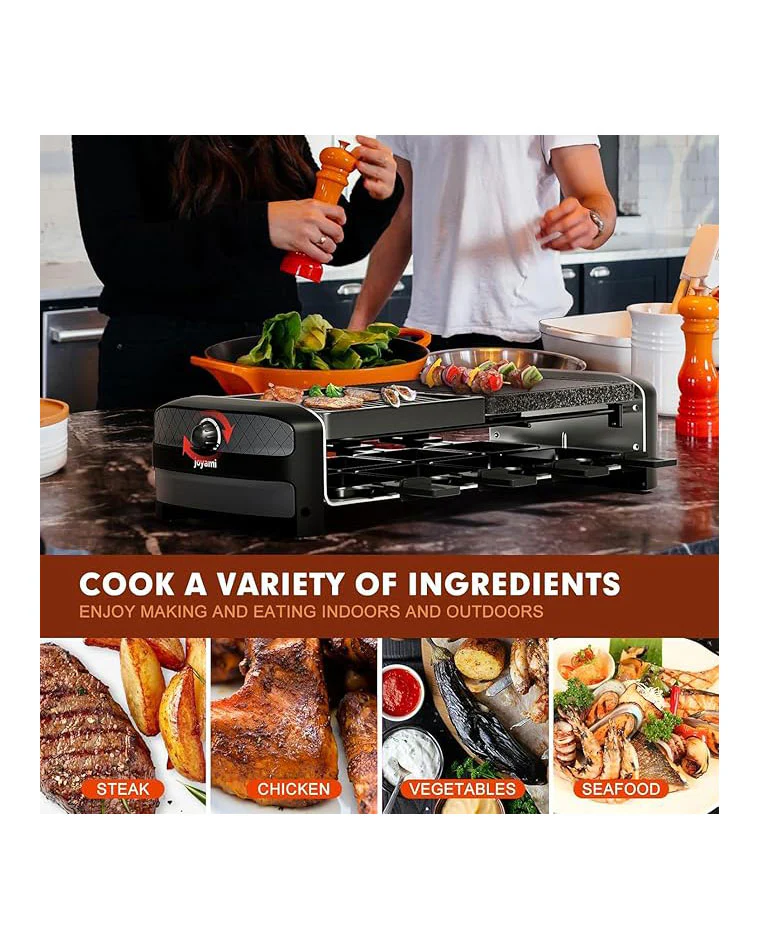 JOYAMI Raclette Electric Table Grill Natural Stone Plate - Image 3