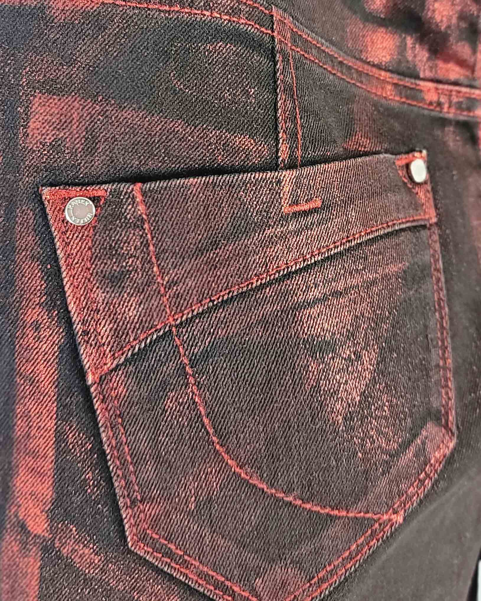 Karen Millen Black Red Metalic Jeans UK12 - Image 5