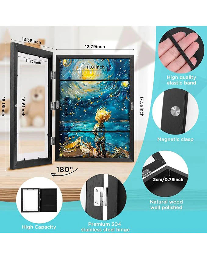 Kids Artwork Display Frame, 34 x 46cm Black - Image 5