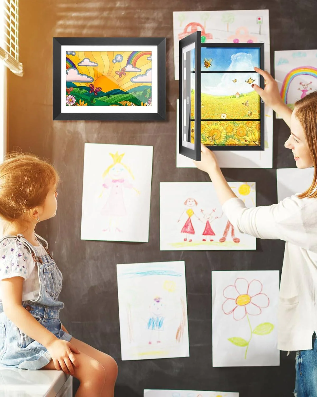 Kids Artwork Display Frame, 34 x 46cm Black - Image 8