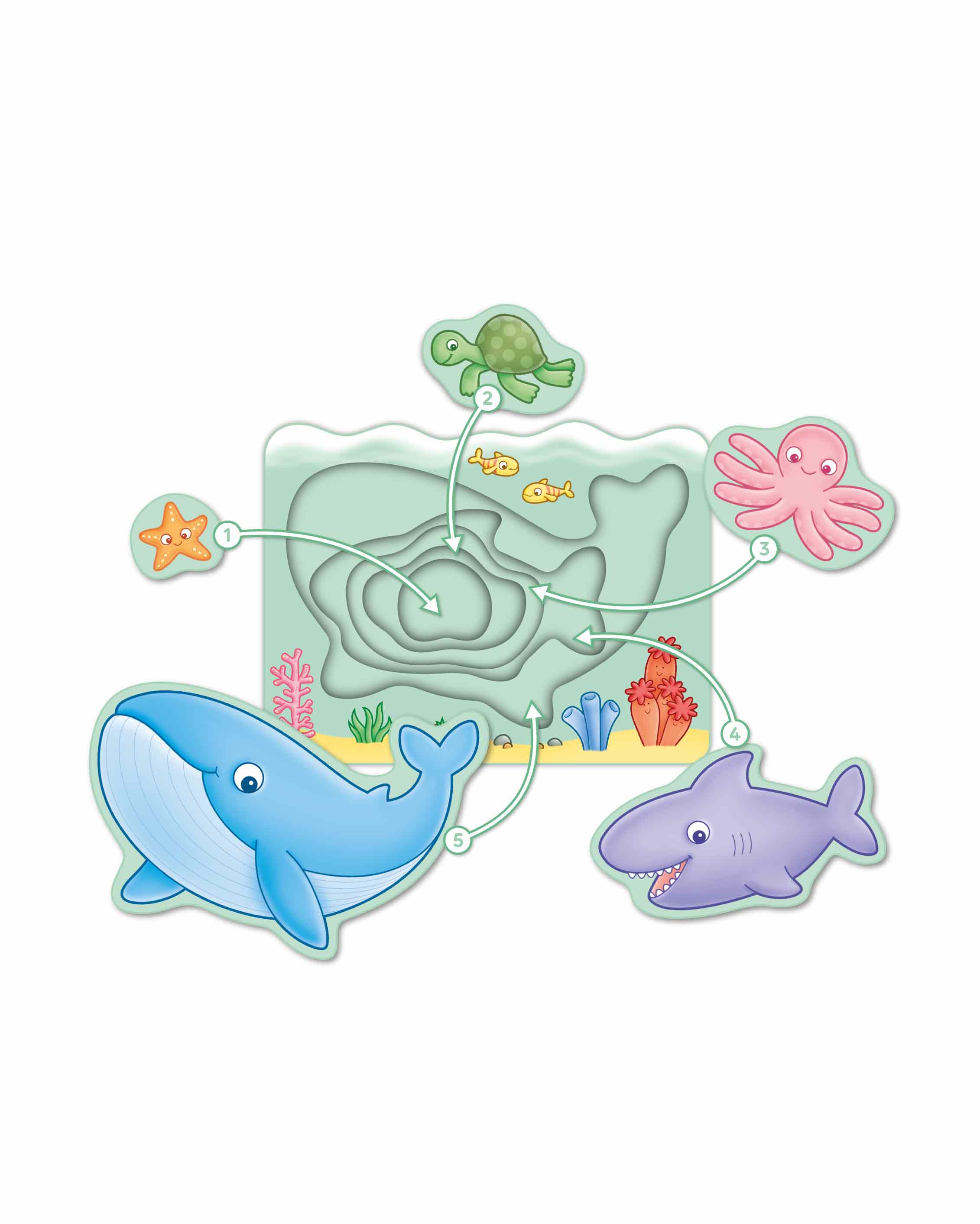 Kids Under The Sea Wooden Nesting Puzzle Ages 1-2 - Image 3