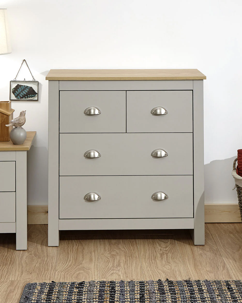 Lancaster 2 + 2 Drawer Chest Of Drawers Grey - Image 4