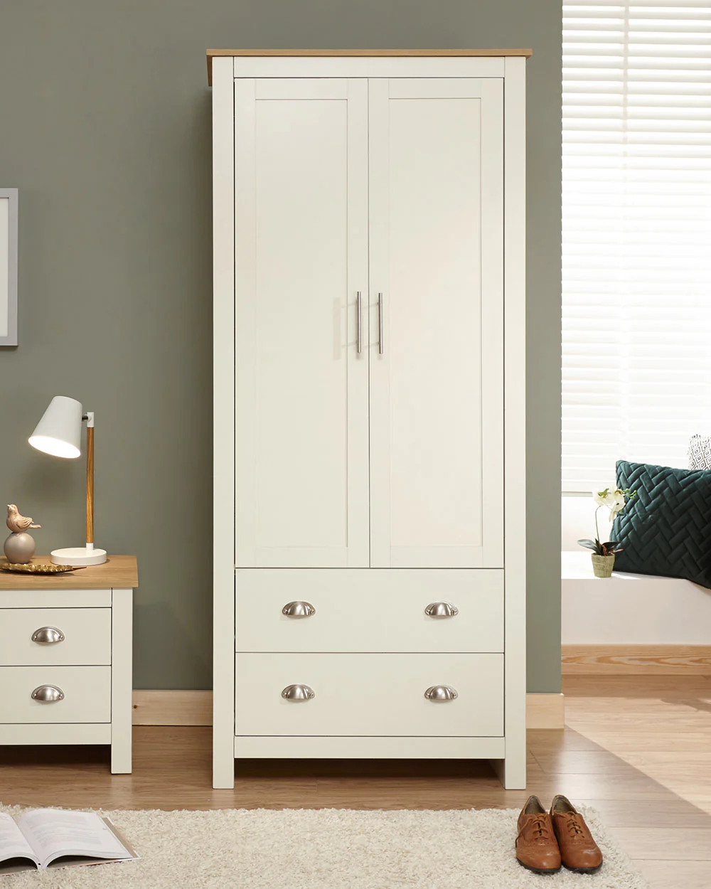 Lancaster 2 Door 2 Drawer Wardrobe Cream