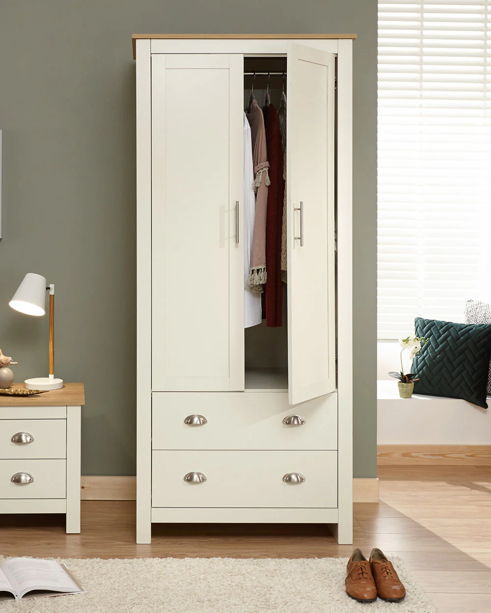 Lancaster 2 Door 2 Drawer Wardrobe Cream - Image 2
