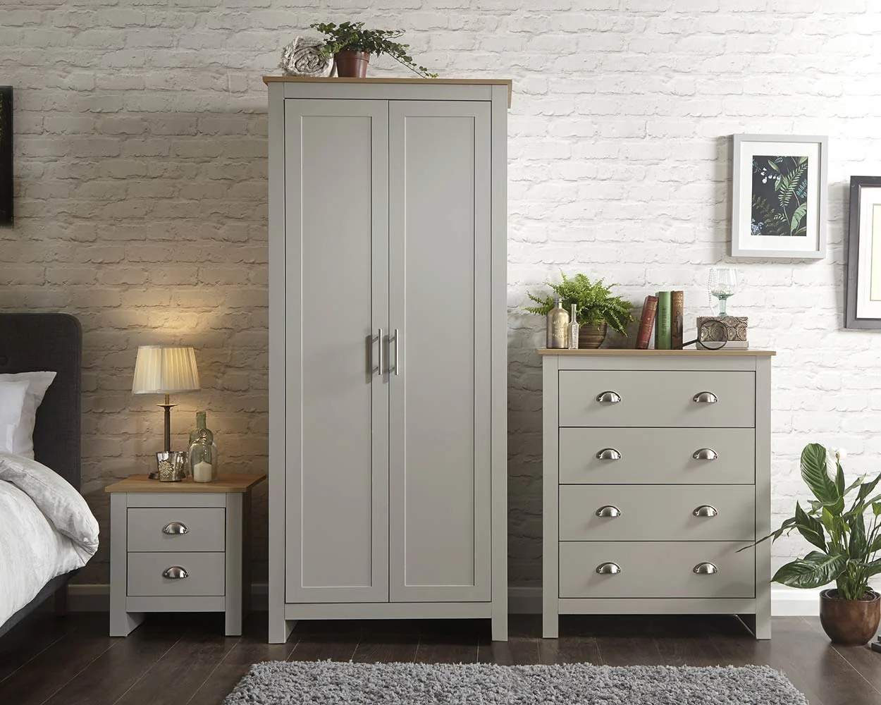 Lancaster 3 Piece Bedroom Furniture Set Grey