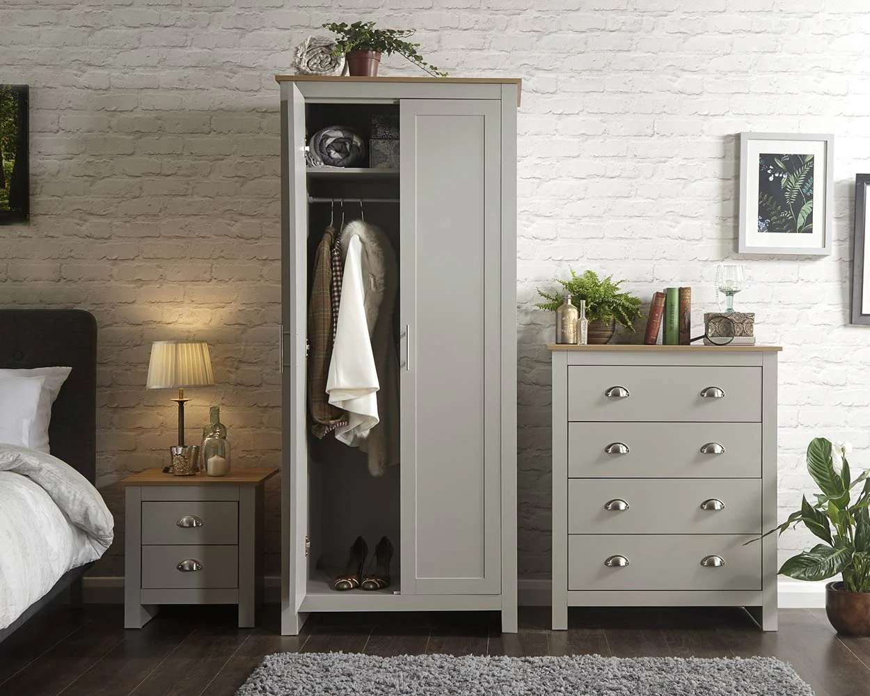 Lancaster 3 Piece Bedroom Furniture Set Grey - Image 2