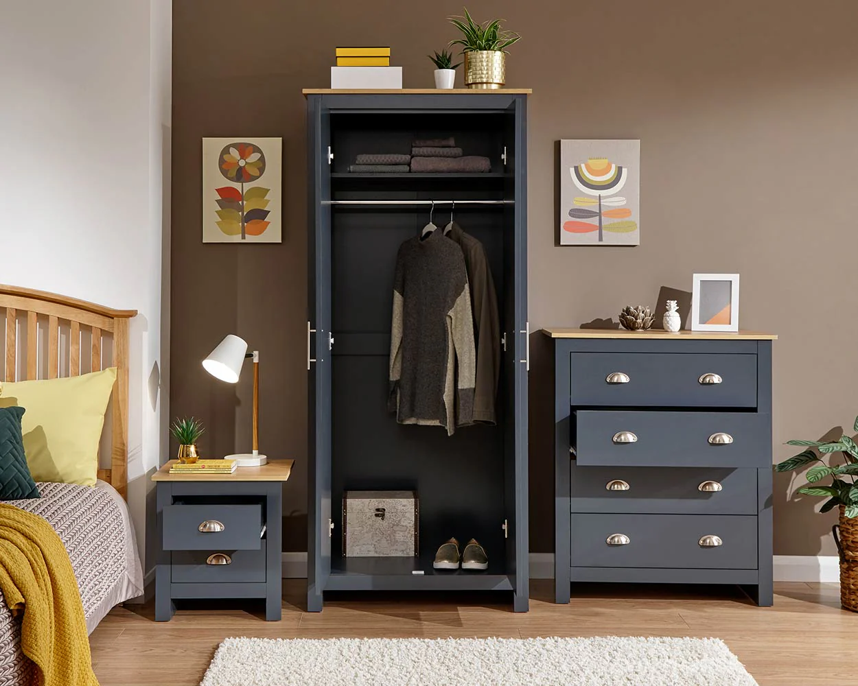 Lancaster 3 Piece Bedroom Furniture Set Slate Blue - Image 2