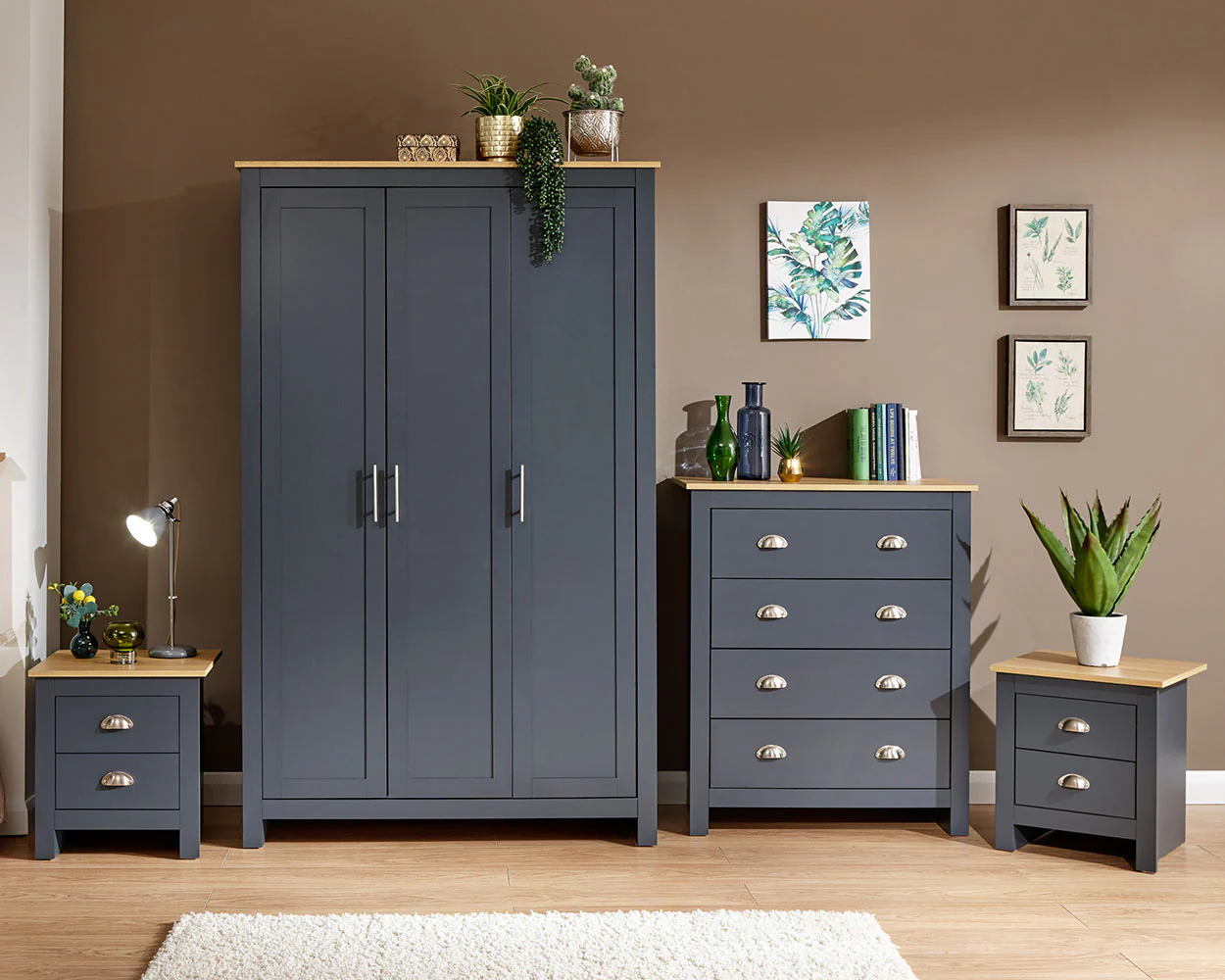 Lancaster 4 Piece Bedroom Furniture Set Slate Blue