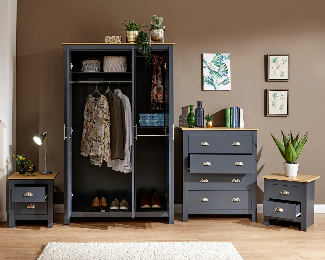Lancaster 4 Piece Bedroom Furniture Set Slate Blue - Image 2