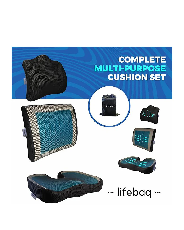 Lifebaq Support Cushion Set For Coccyx Back Neck Black - Image 3