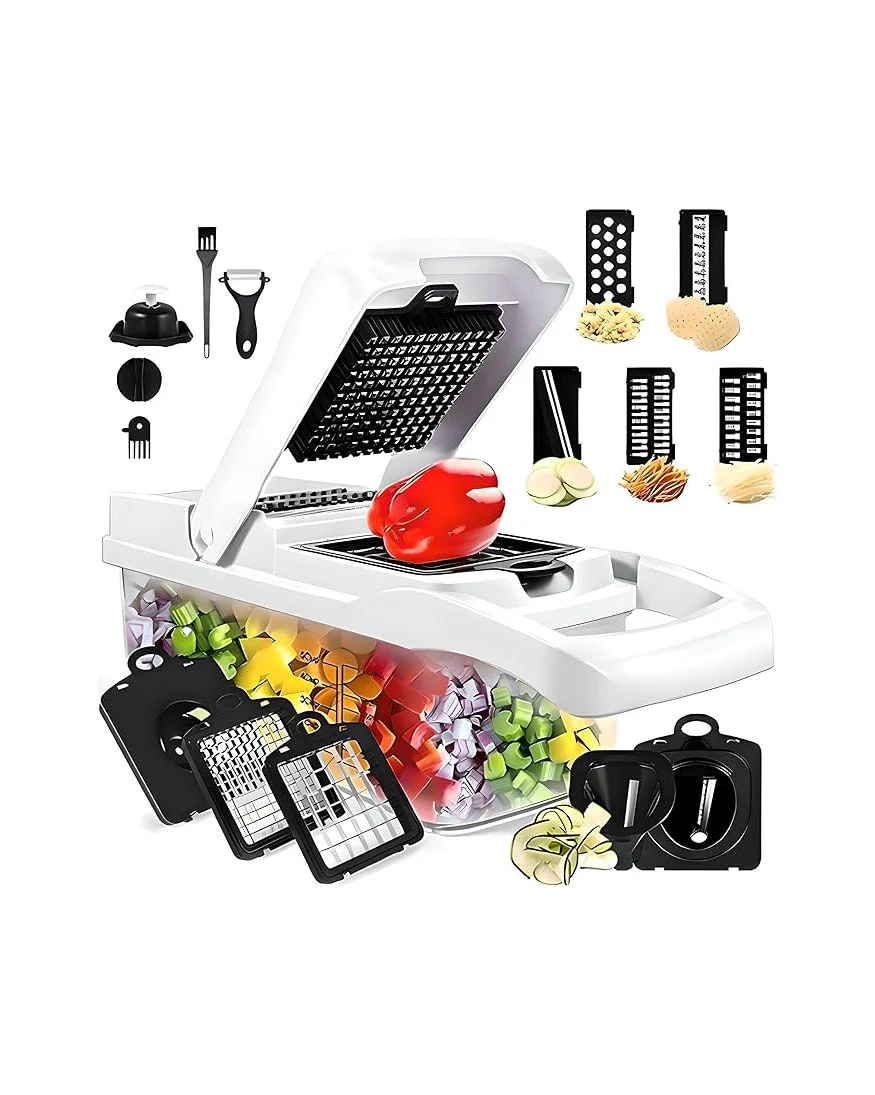 MEHROSH 9-in-1 Manual Vegetable Chopper Dicer White Black