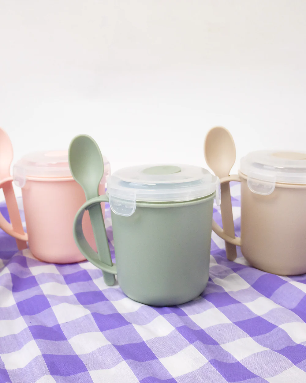 Microwavable Soup Mug With Spoon Sage - Image 4
