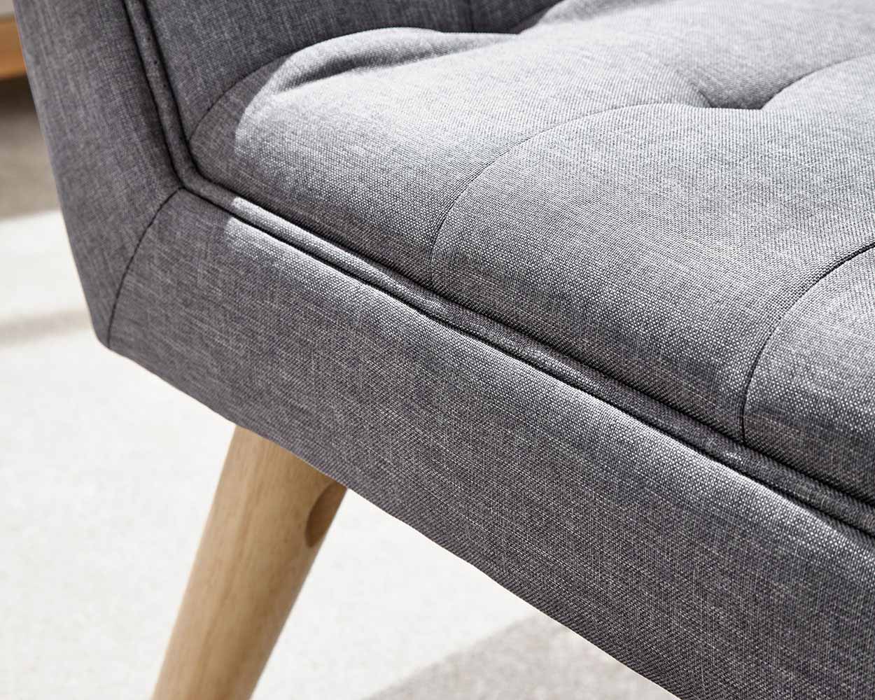 Milan Fabric Upholstered Bench, Dark Grey - Image 3