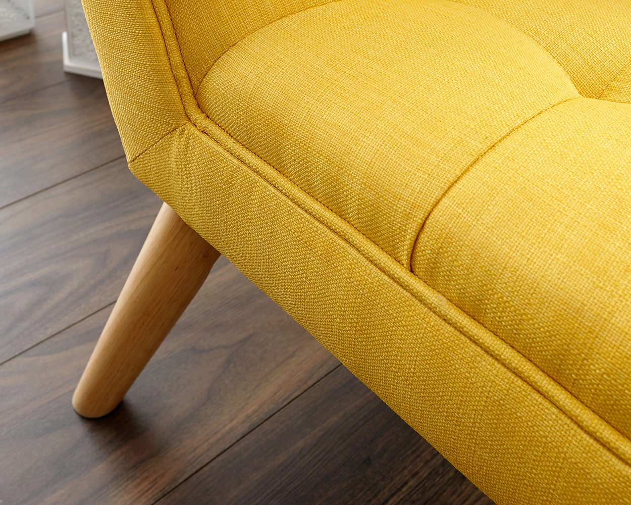 Milan Fabric Upholstered Bench, Mustard Yellow - Image 4