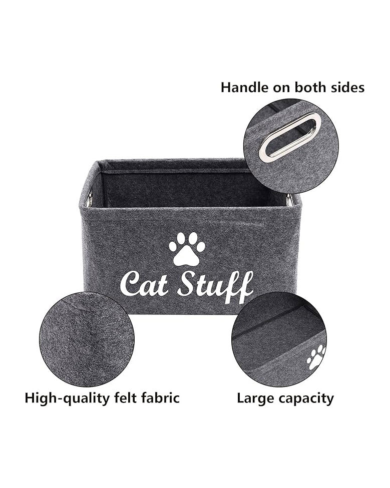 Morezi Felt Pet Toy Accessory Storage Basket Grey - Image 3