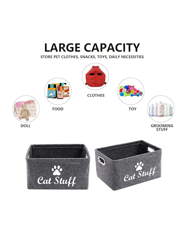 Morezi Felt Pet Toy Accessory Storage Basket Grey - Image 4