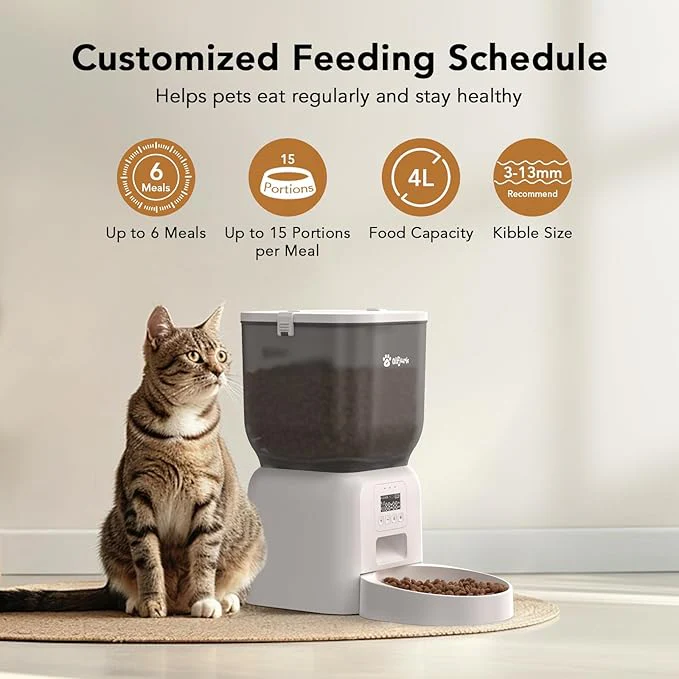 Olfjurk Automatic Dry Food Pet Feeder 4L White - Image 4
