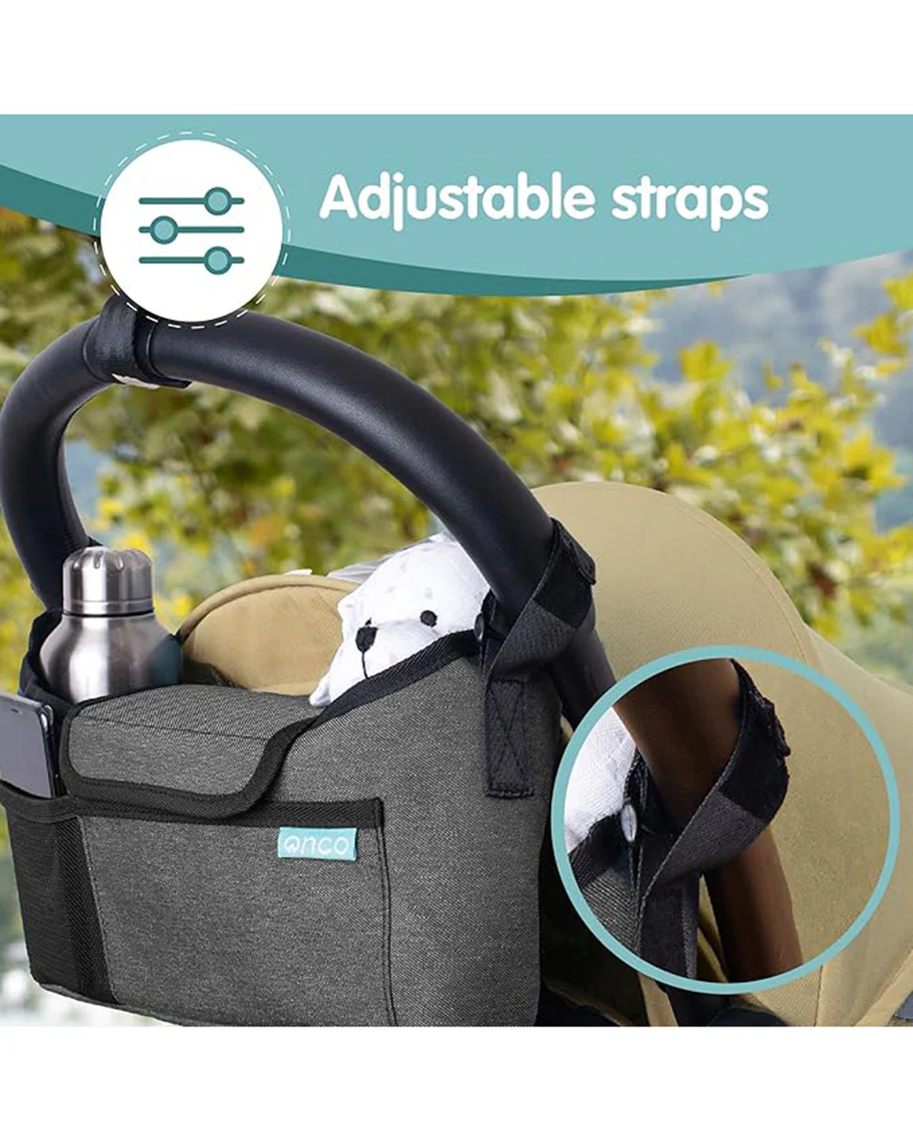 Onco Multifunctional Stroller Pram Organiser Bag Grey - Image 5