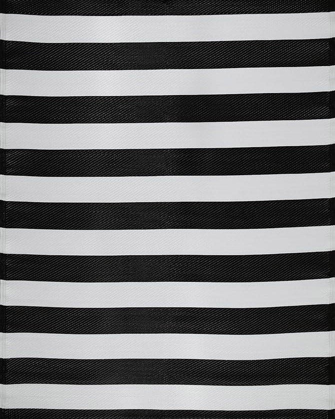 Outdoor Rugs for Garden Striped Black White 120x160cm - Image 2