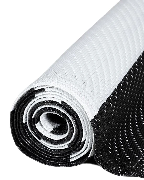 Outdoor Rugs for Garden Striped Black White 120x160cm - Image 5