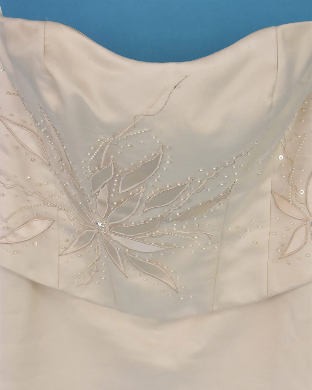 Pale Gold Strapless Bodice Wedding Dress Size 14 - Image 5