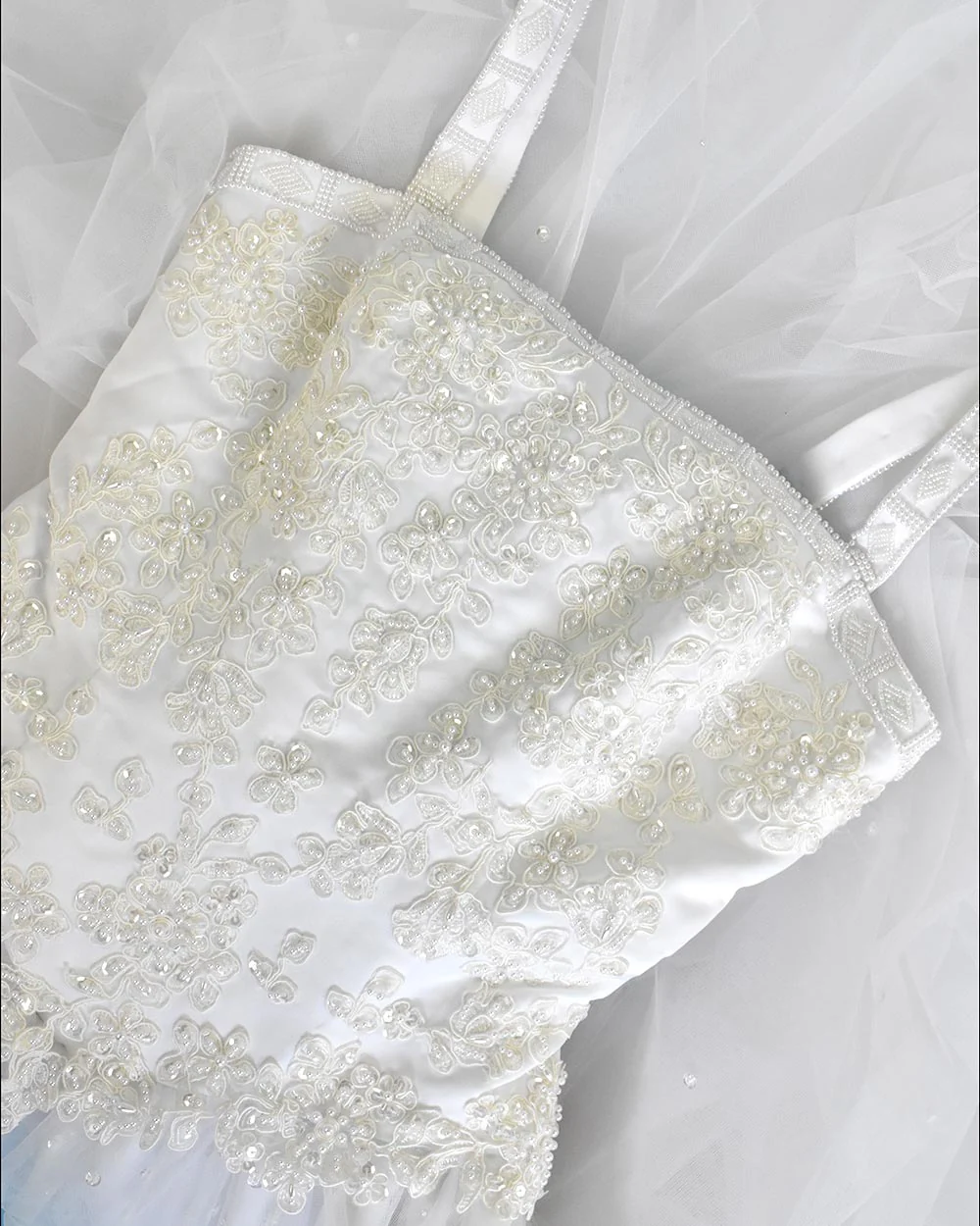 Pale Ivory Beaded Princess Wedding Dress Size 10