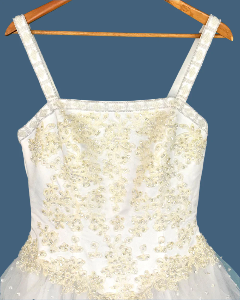 Pale Ivory Beaded Princess Wedding Dress Size 10 - Image 4