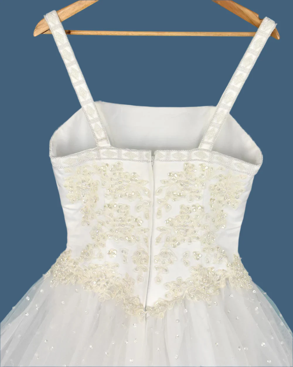 Pale Ivory Beaded Princess Wedding Dress Size 10 - Image 7