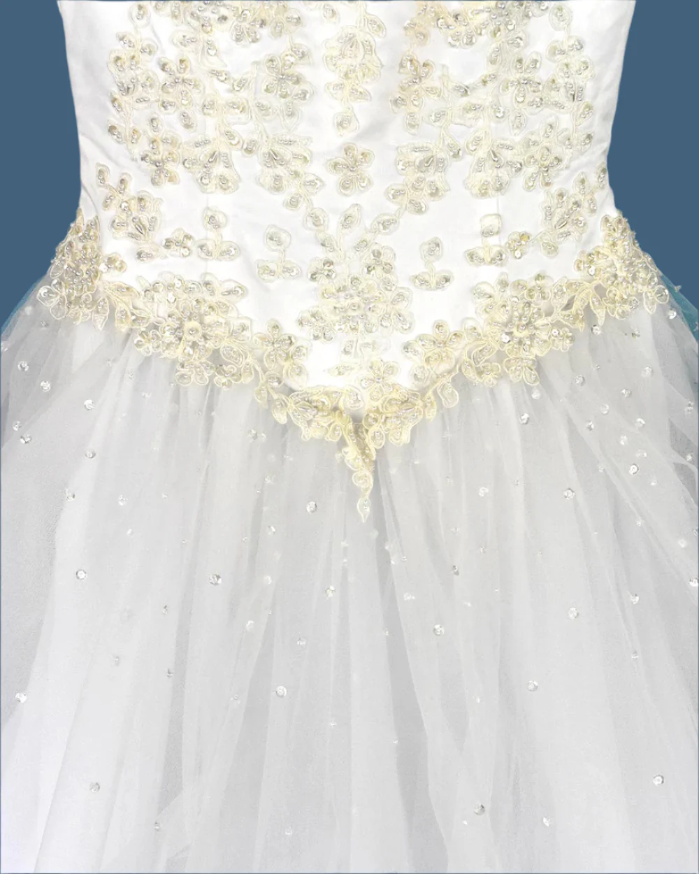 Pale Ivory Beaded Princess Wedding Dress Size 10 - Image 9