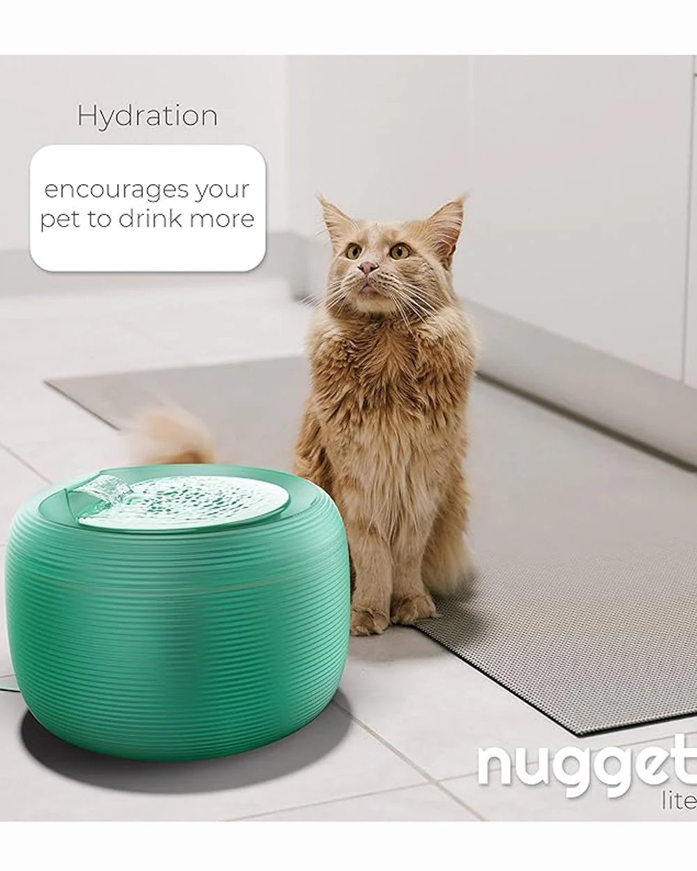 Pet Water Fountain Dog Cat Nugget Lite Drinking 2.5L Green - Image 3