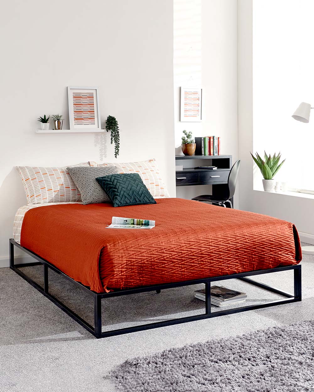 Platform Small Double Bed 120cm Black