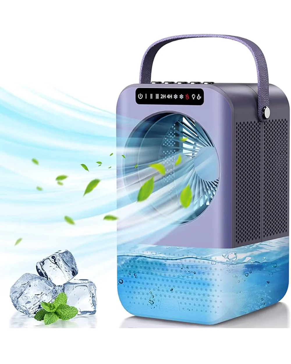 Portable Air Conditioner Fan, 3 in 1- Desk Fan & Humidifier Purple
