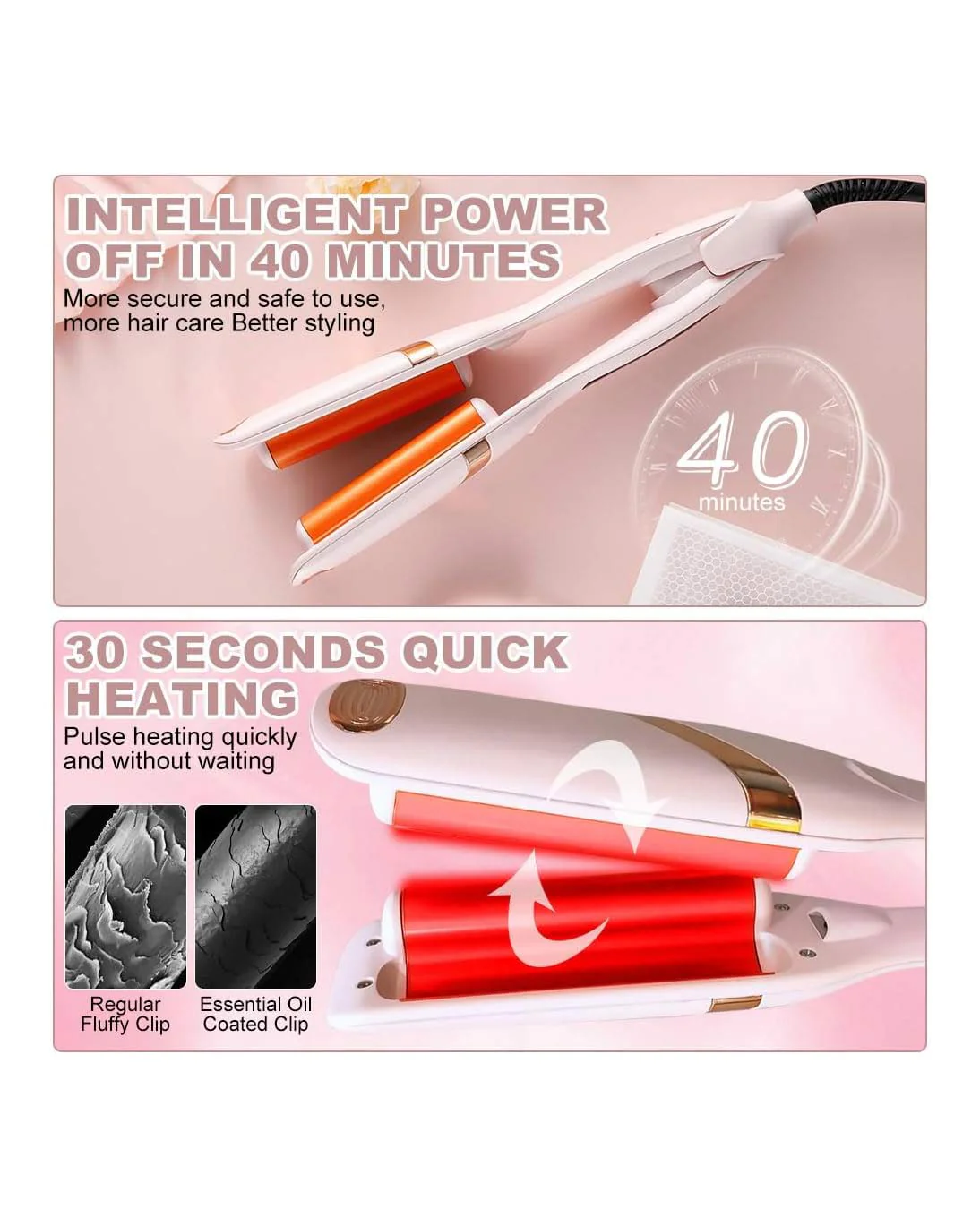 Professional Crimping Iron 32mm Wave Pink - Image 6