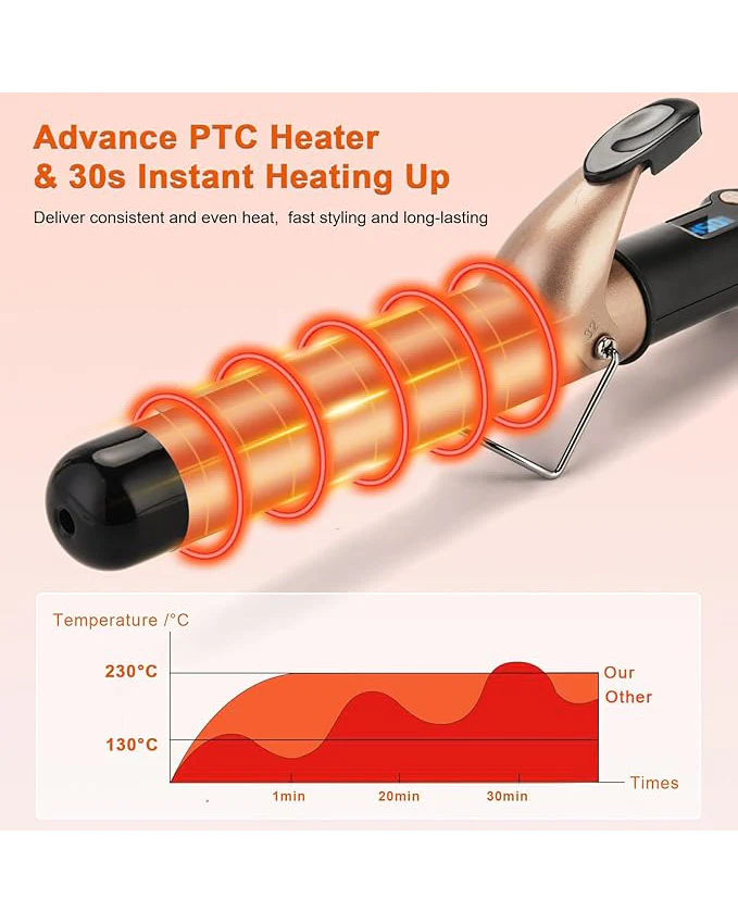 Professional Tourmaline Ceramic Barrel Curler Iron 32mm - Image 4