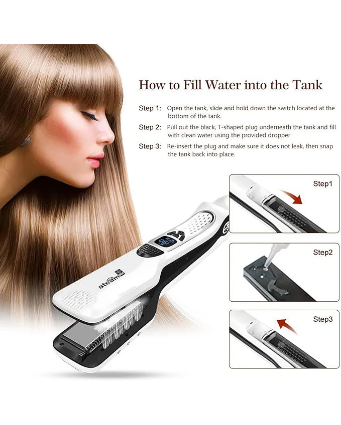 Professional Tourmaline Ceramic Steam Iron for Hair - Image 3