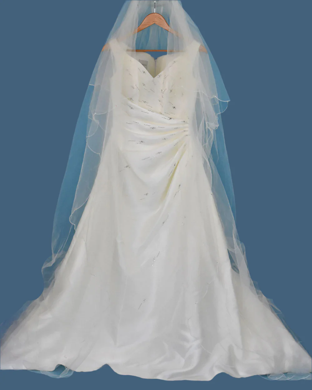 Pronovias Ivory A Line Wedding Dress with Veil Size 12 - Image 3