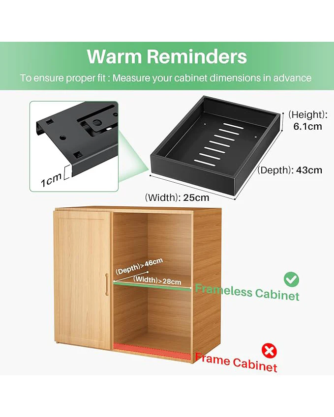 Pull Out Cabinet Organiser Heavy Duty Drawer Black 1pc - Image 2
