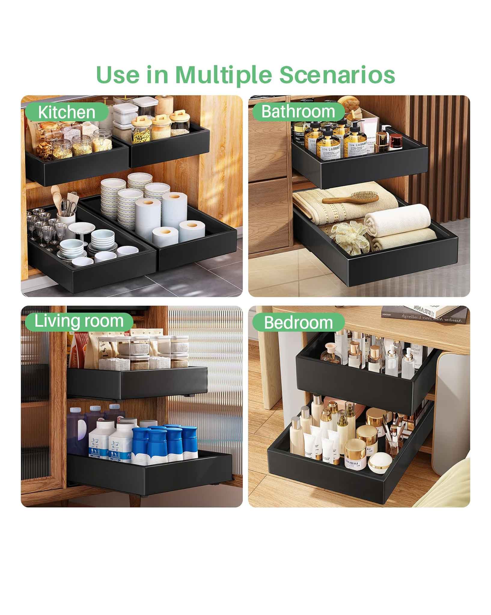 Pull Out Cabinet Organiser Heavy Duty Drawer Black 1pc - Image 8